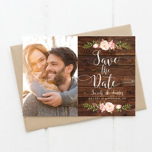 Invito rustico Save the Date-Inviti stampabili-File digitale 5x7-Biglietto fotografico-Inviti per annunci-Matrimonio rustico