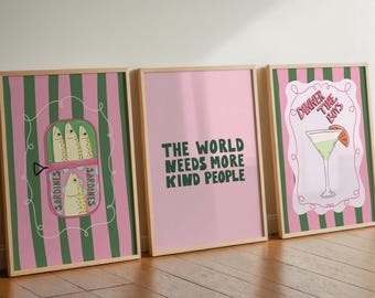 Coastal Cowgirl Wall Art Set, Martini Sardine Prints (Digital Download)