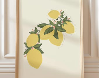 Italian Lemon Print, Amalfi Coast Kitchen Decor (Digital Download)