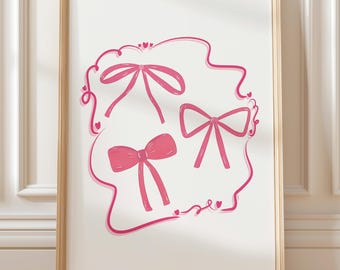 Pink Bow Wall Art: Trendy Coquette Dorm Decor (Digital Download)