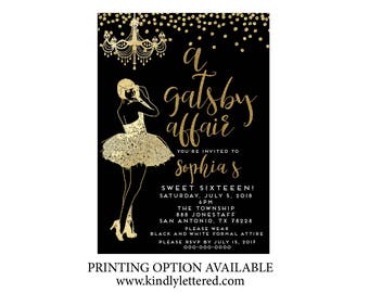 art deco invitation etsy