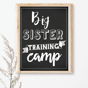 Pizarra para el campamento de entrenamiento de hermanas mayores - Anuncio de embarazo - Letrero "Soy hermana mayor" - Impresión de "Hermana mayor" - Anuncio de bebé