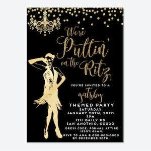 Great Gatsby Invitation-Puttin on the Ritz Invitation-Art Deco Invitation-Gatsby Announcement-Gatsby Party-Gatsby Shower-Gatsby Birthday