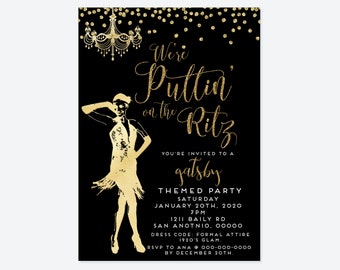 Great Gatsby Invitation-Puttin on the Ritz Invitation-Art Deco Invitation-Gatsby Announcement-Gatsby Party-Gatsby Shower-Gatsby Birthday