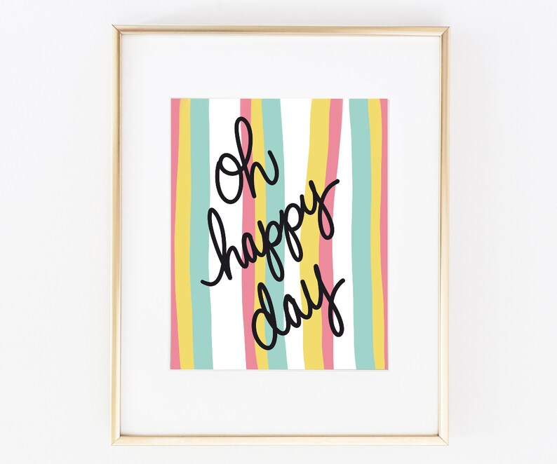Oh Happy Day Wall Decoroh Happy Day Art Printcolorful Wall Etsy