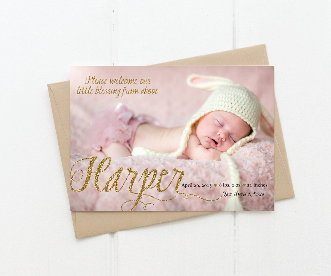 Newborn Announcement Cardreligious Birth Announcement Etsy