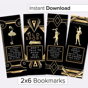 Gatsby Bookmarks ,Great Gatsby Decor, Roaring 20s decorations, 1920 Jazz Era Decor, Roaring 20s Party, Gatsby Wedding Decor, Party Decor