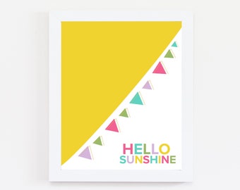 Hello Sunshine Nursery Wall Decor-Nursery Print-Baby Shower Gift-Wall Art-Bedroom Prints