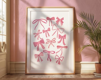 Pink Coquette Bow Print: Coastal Cowgirl Dorm Wall Art (Digital Download)