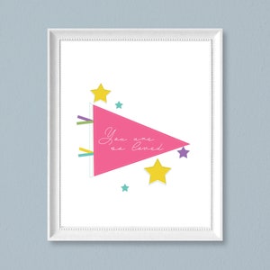 You Are So Loved Nursery Print: Blue Pennant & Pink Stars (Digital Download)