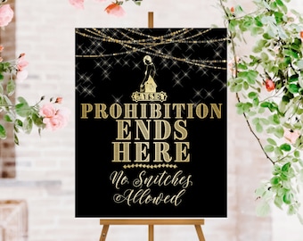 Gatsby Prohibition Ends Here Sign: 1920s Art Deco Print (Digital Download)