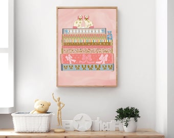 Chinoiserie Wall Art-Dopamine Decor-Grandmillennial Art-Grandmillennial Art-Cubicle Deco-Trending Now-Preppy Stuff-Light Pink Wall Art