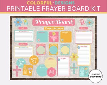 Christian Prayer Board Kit: Scripture Cards, Collage Pieces (PDF Download)