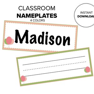 Classroom Nameplate-digital File-student Desk Nameplates-printable ...
