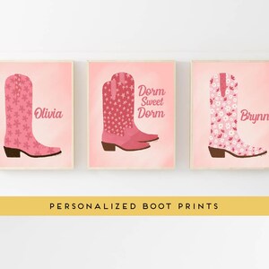 Custom Pink Cowgirl Boot Print: Coastal Dorm Decor (Digital Download)