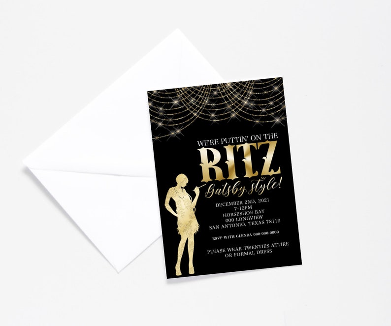 Gatsby Birthday Invitation, Art Deco, Roaring 20s (digital File) - Etsy