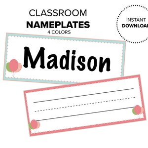 Classroom Nameplate,Digital File, Student Desk Nameplates, Printable Student Nameplate, Desktop Nameplates, Name Tags, Classroom Printable