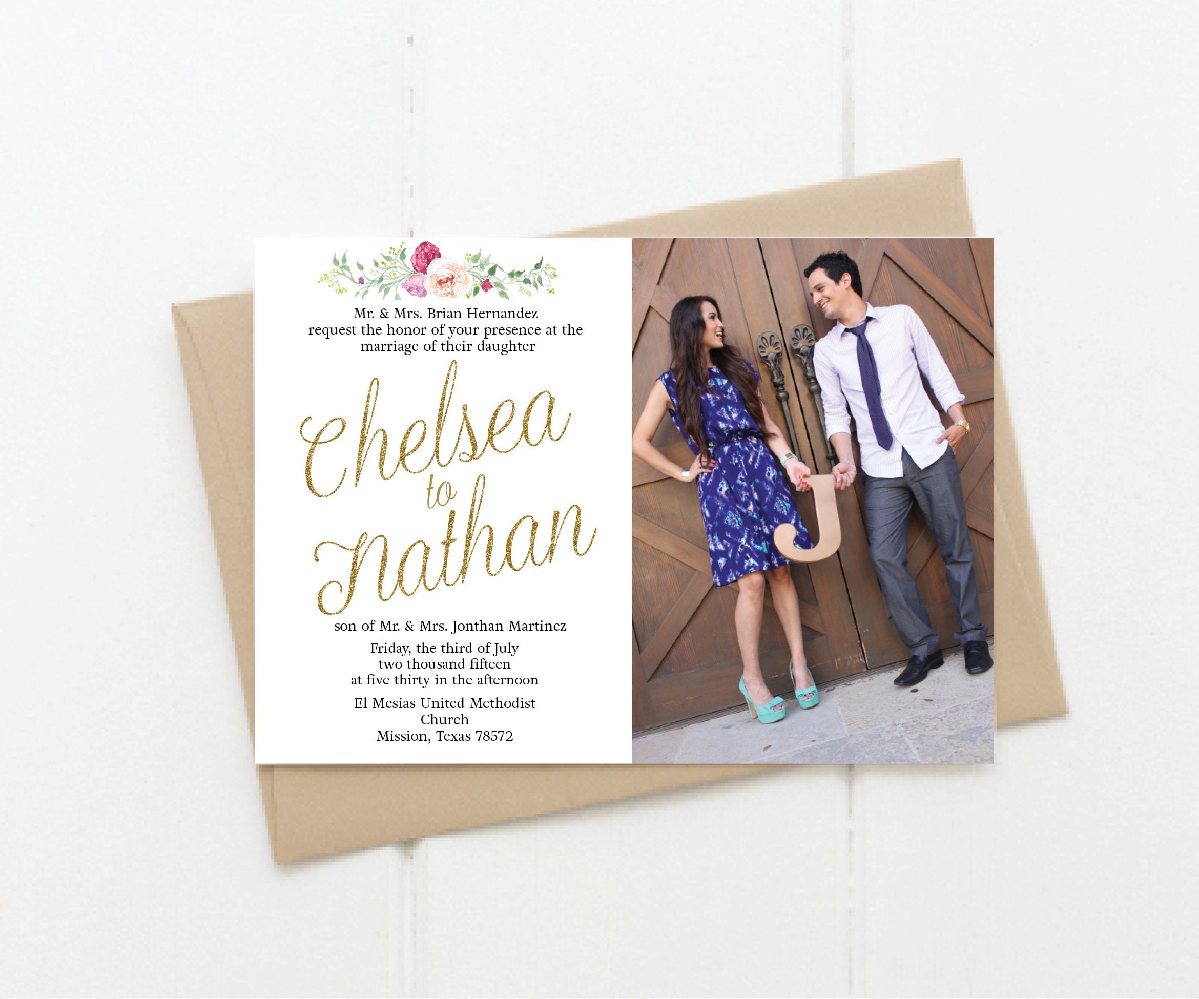 Wedding InvitationDigital FilePhoto Card5x7Watercolor Etsy