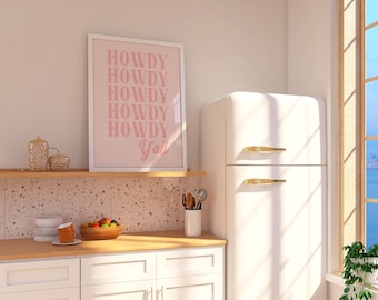 Coastal Cowgirl Print: Pink Howdy Y'all Western Art (Digital Download)