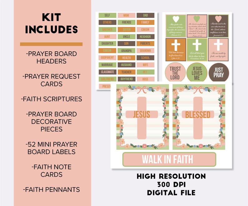 Printable Prayer Board Kit, Scripture Cards, Bible Verse Journal ...