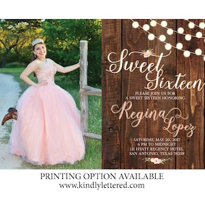 Rustikale Sweet Sixteen Geburtstagseinladung Sweet Sixteen Digital File-Rustic Geburtstagsfeier-Einladung-Quinceanera Einladung Cotillion einladen