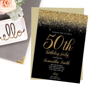Convites para festa de 50 anos - Convite para festa - Convite surpresa de 50 anos - Cartões de aniversário de 50 anos - Convite digital - Convite surpresa