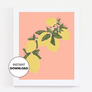 Dopamin Dekor-Zitrone Dekor-Küche Wand Kunst-Geschenk für sie-Trendy Wand Kunst-Druckbare Wand Kunst-Küche Geschenk-Coquette Room Decor-Obst Dekor