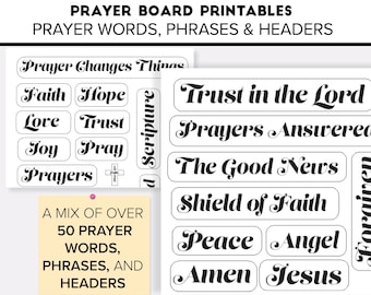 Intestazioni per lavagne di preghiera cristiane, parole di fede, frasi spirituali (download PDF)