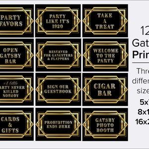 Roaring 20s Decorations-1920s Great Gatsby Party Decor Signs-Harlem Night Party Centerpieces-Signs-Art Deco Party Favors For Table Decor