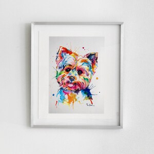 Colorful Yorkshire Terrier Art Print - Print of my Yorkie Original Watercolor Painting