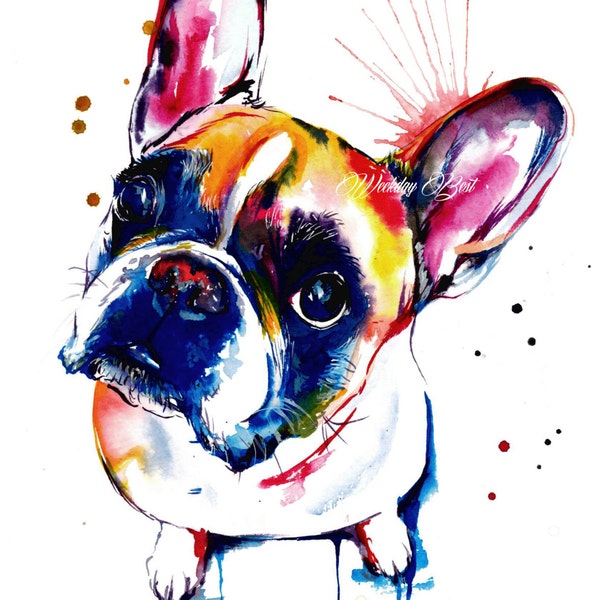 French Bulldog (Frenchie) Art Print - Print of Original Watercolor Painting (FREE Shipping)