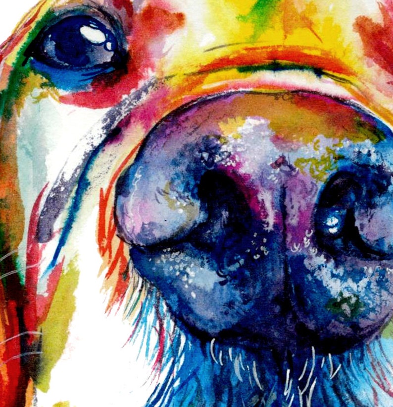 Colorful Golden Retriever Art Print Print of my Original Watercolor Painting image 3