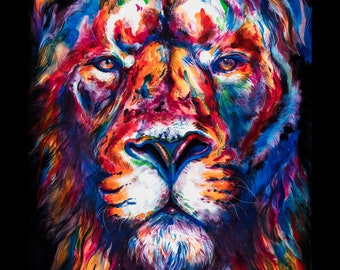 Colorful Lion - Art Print of my Original Painting (FREE Shipping)