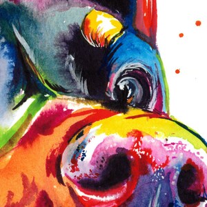 Colorful Doberman Pinscher Art Print Print of my Original Watercolor Painting image 3