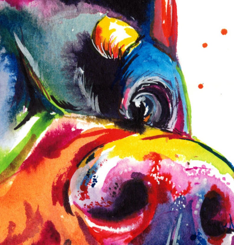 Colorful Doberman Pinscher Art Print Print of my Original Watercolor Painting image 3