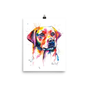 Colorful English Lab, Labrador Retriever Art Print - Print of my Original Watercolor Painting (FREE Shipping)