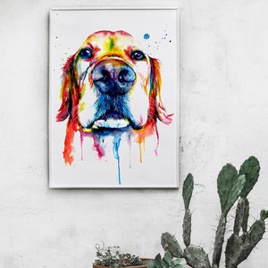 Colorful Golden Retriever Art Print Print of my Original Watercolor Painting image 4