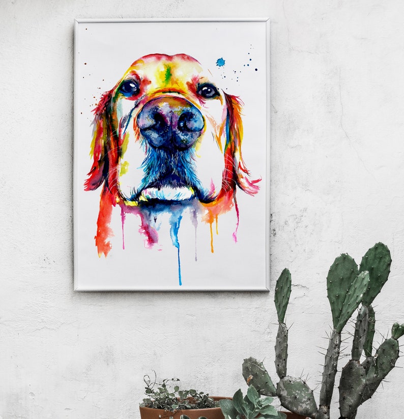 Colorful Golden Retriever Art Print Print of my Original Watercolor Painting image 4