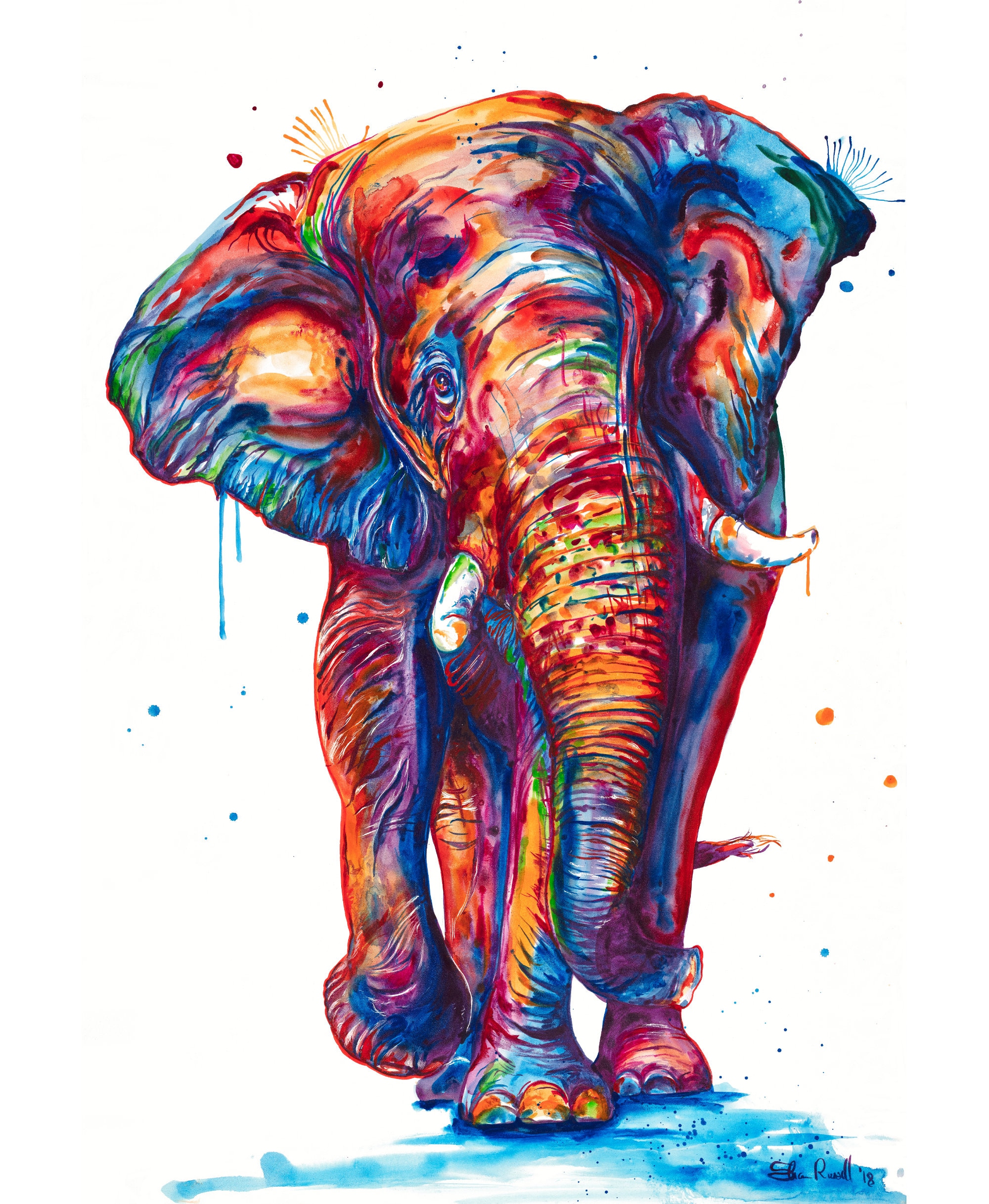 Elephant Watercolor Painting -Art print of original watercolor painting