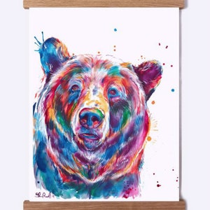 Grizzly Bear Watercolor Print -  Art Print of my Original Painting (FREE Shipping)