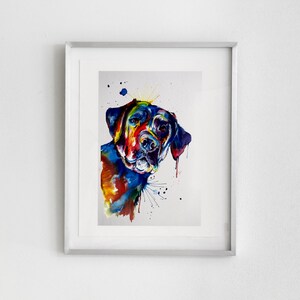 Colorful Black Lab Labrador Retriever Art Print - Print of my Original Watercolor Painting (FREE shipping)