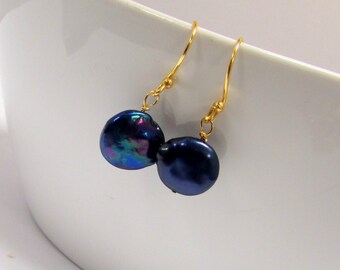 Blue Pearl Dangle Earrings