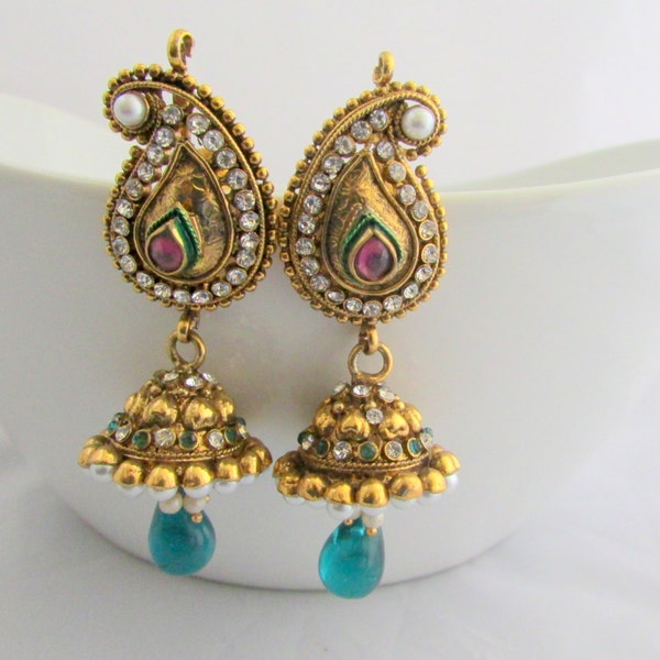 Paisley Pearl Bollywood Indian Chandelier Jhumki Earings