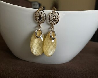 Yellow CZ Studded Statement Earrings