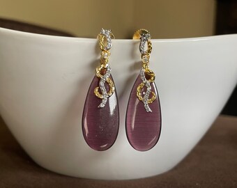 Pink CZ Studded Statement Earrings