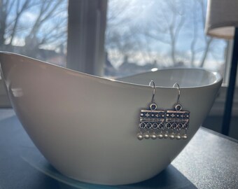 Dainty Pearl Dangling Silver Turkish Earrings