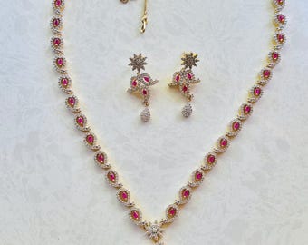 Cubic Zirconia Necklace & Earring Set