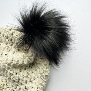 Black Faux Fur Pom