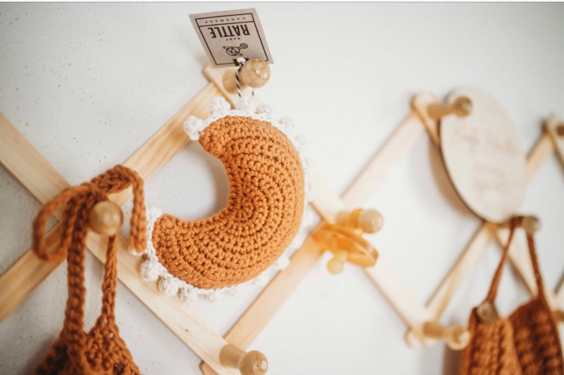 Boho Celestial Moon Rattle, Baby Rattle, Baby Shower Gift, Stocking ...