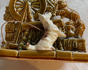 McCoy Ceramic Planter with Dog and Mill